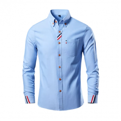 Mens Business Solid Color Slim Fitting Long Sleeve Shirt