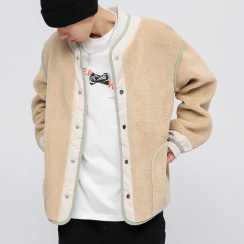 Mens Autumn Lamb Fluffy Long Sleeved Loose Coat