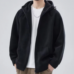 Fleece Hooded Zipper Simple Thickened Loose Coat