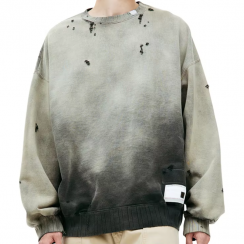 3 Pks Oversized Washed Distressed Men Double Layer Sweatershirt